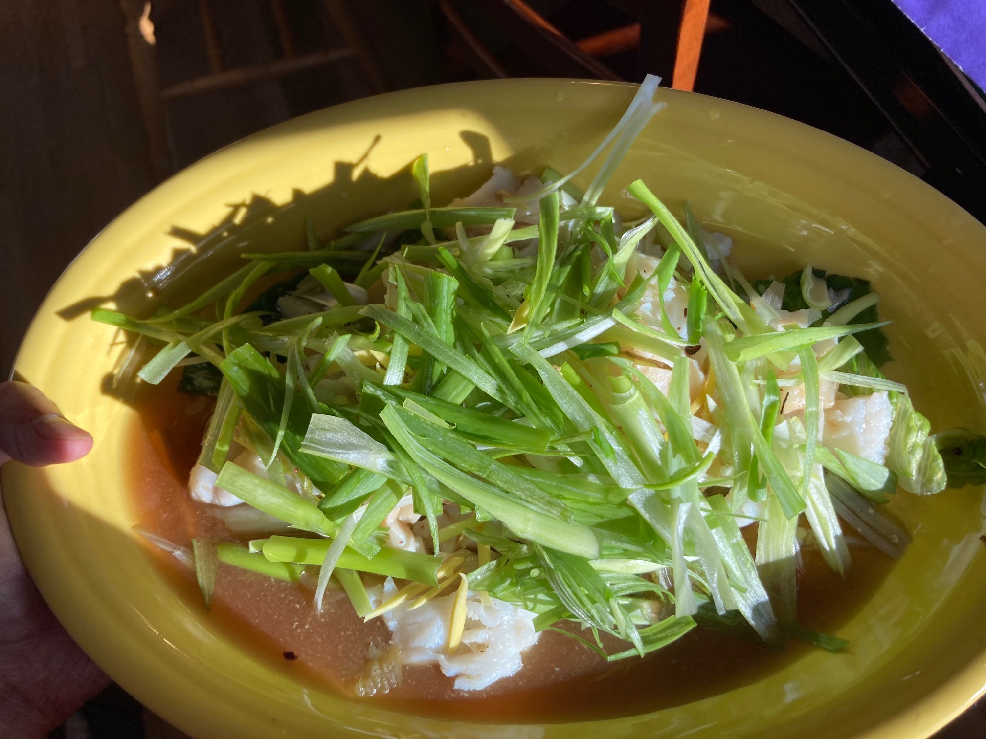 Fish salad! I may not have correctly understood the amount of green onions that were to go into the 