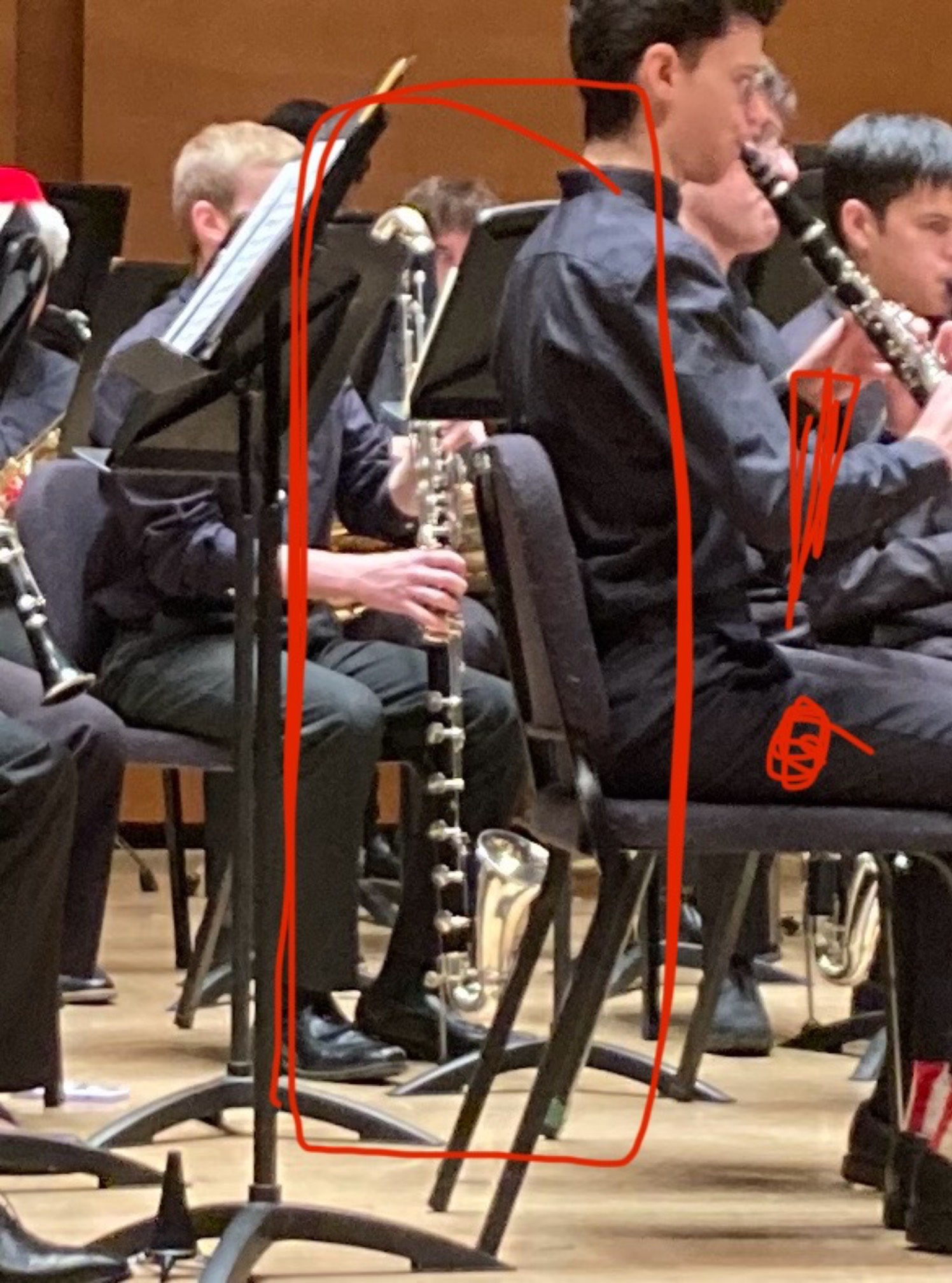 There was a concert in the building after piano lessons, so we stopped in. We got to see this bassoon with a saxophone. Also, the triangle in action!