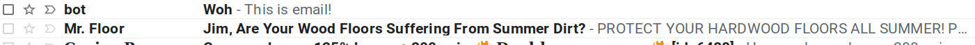 I was just looking back at my Gmail spam box because I'm testing my server's mail transfer agent's a