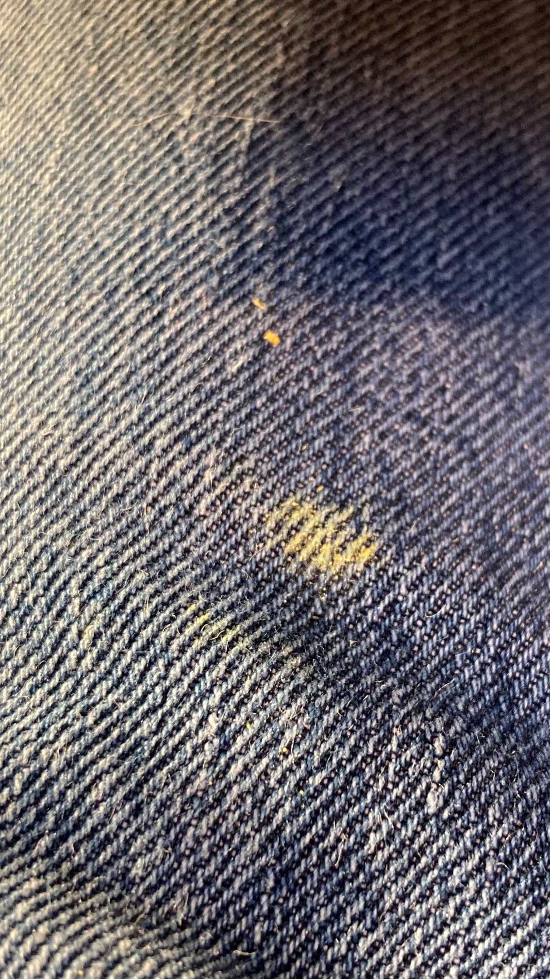 Mustard stain on jeans