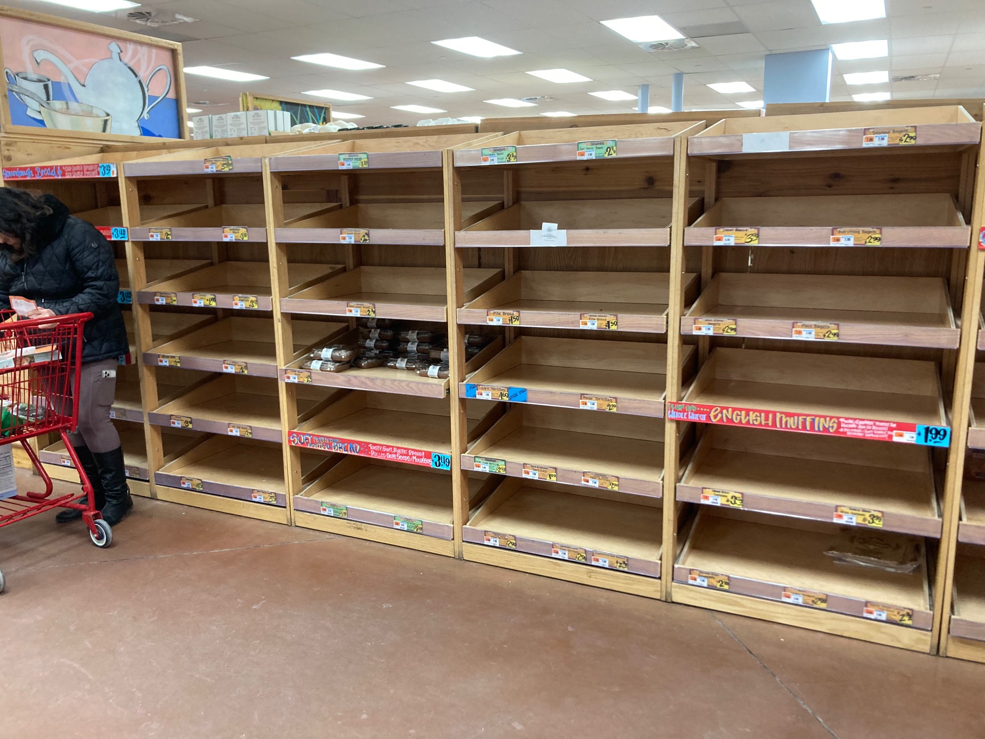 Empty bread shelves