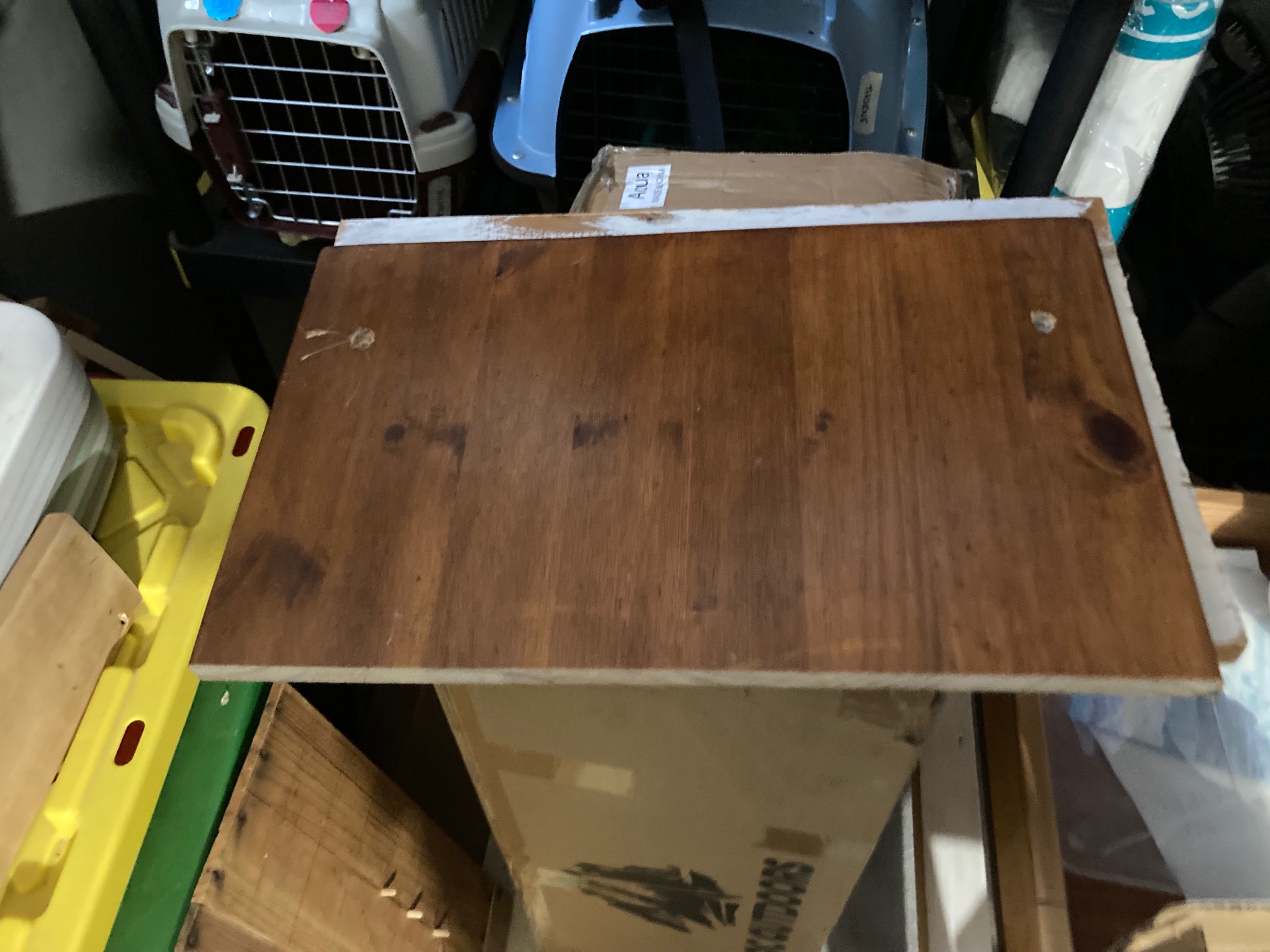 Scrap wood among junk