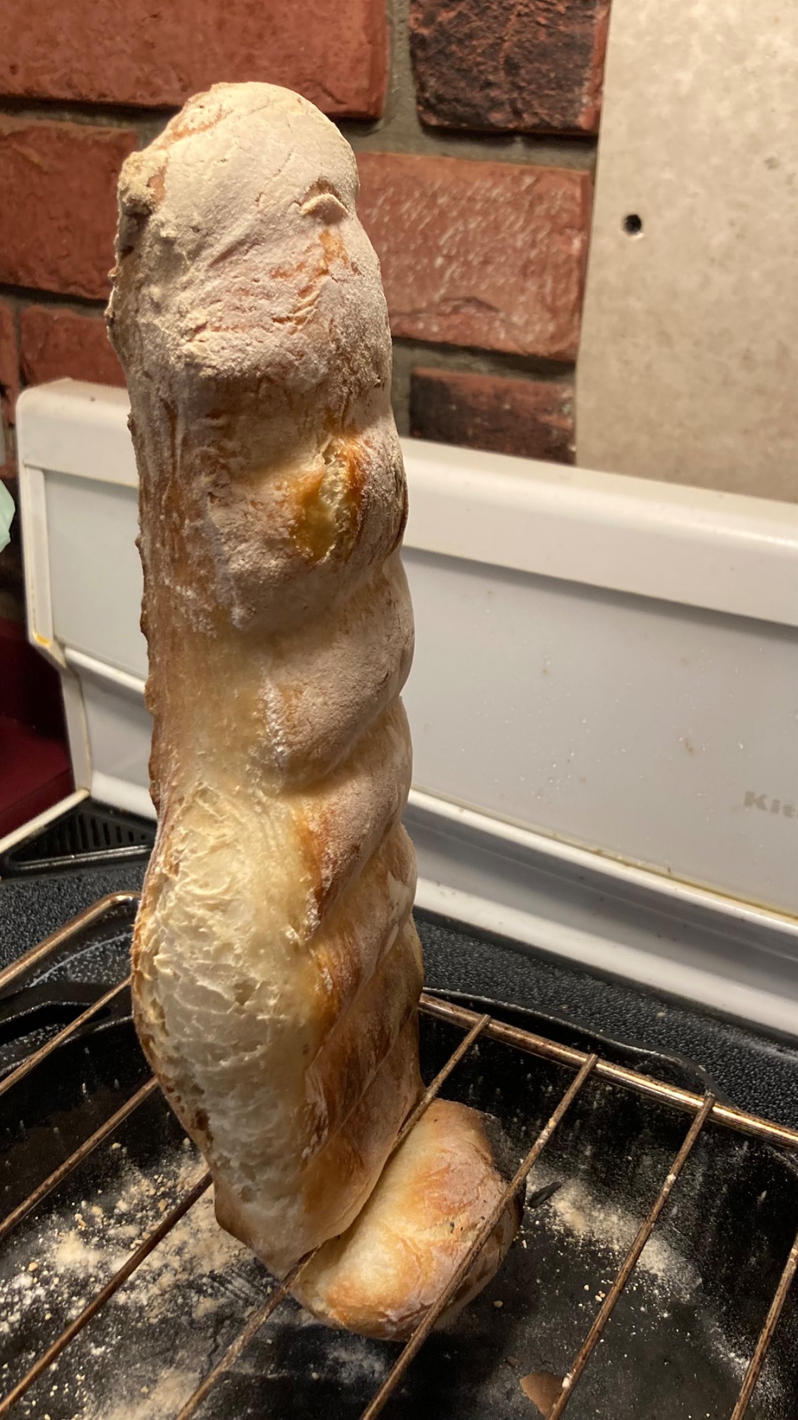 Baguette with J shape standing vertically