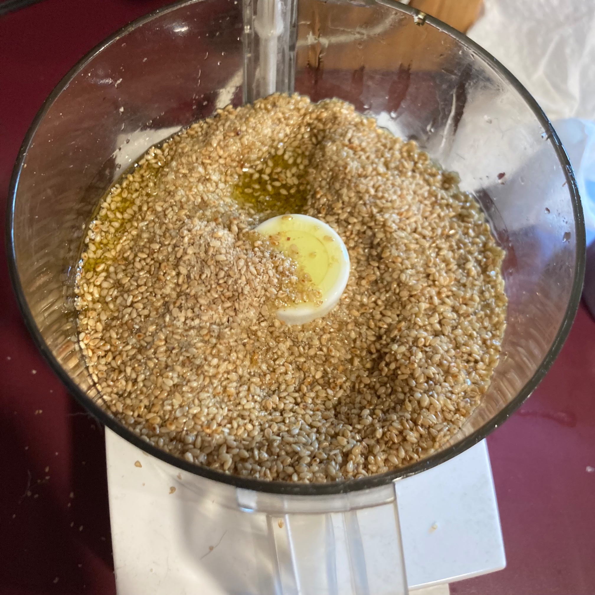 Sesame seeds in food processor
