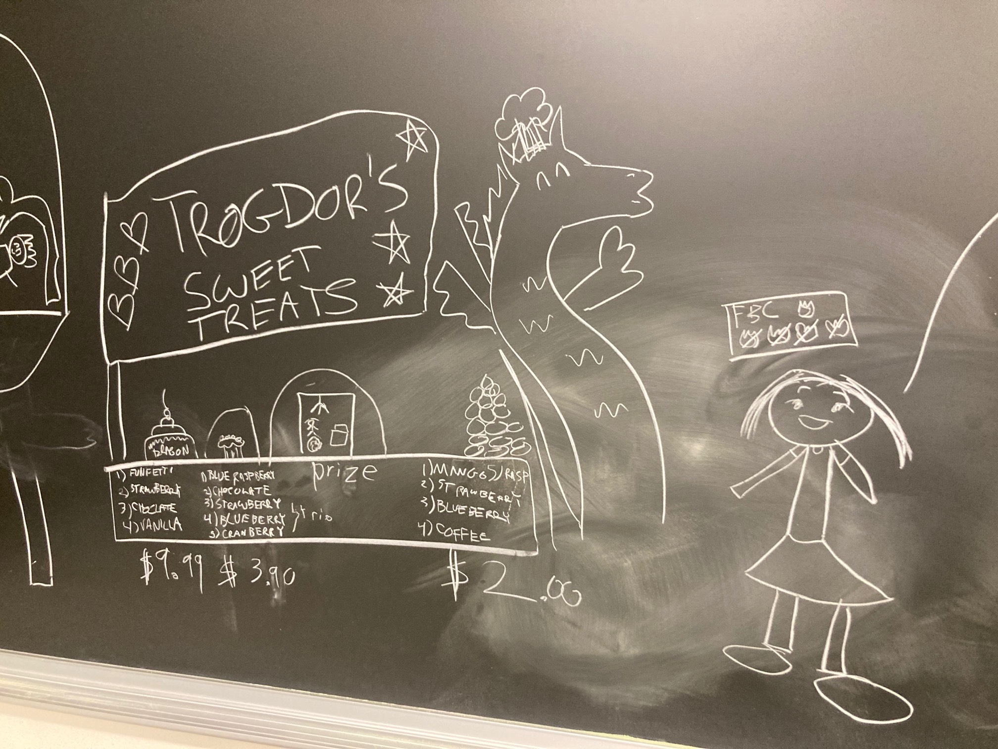 Trogdor drawing on blackboard