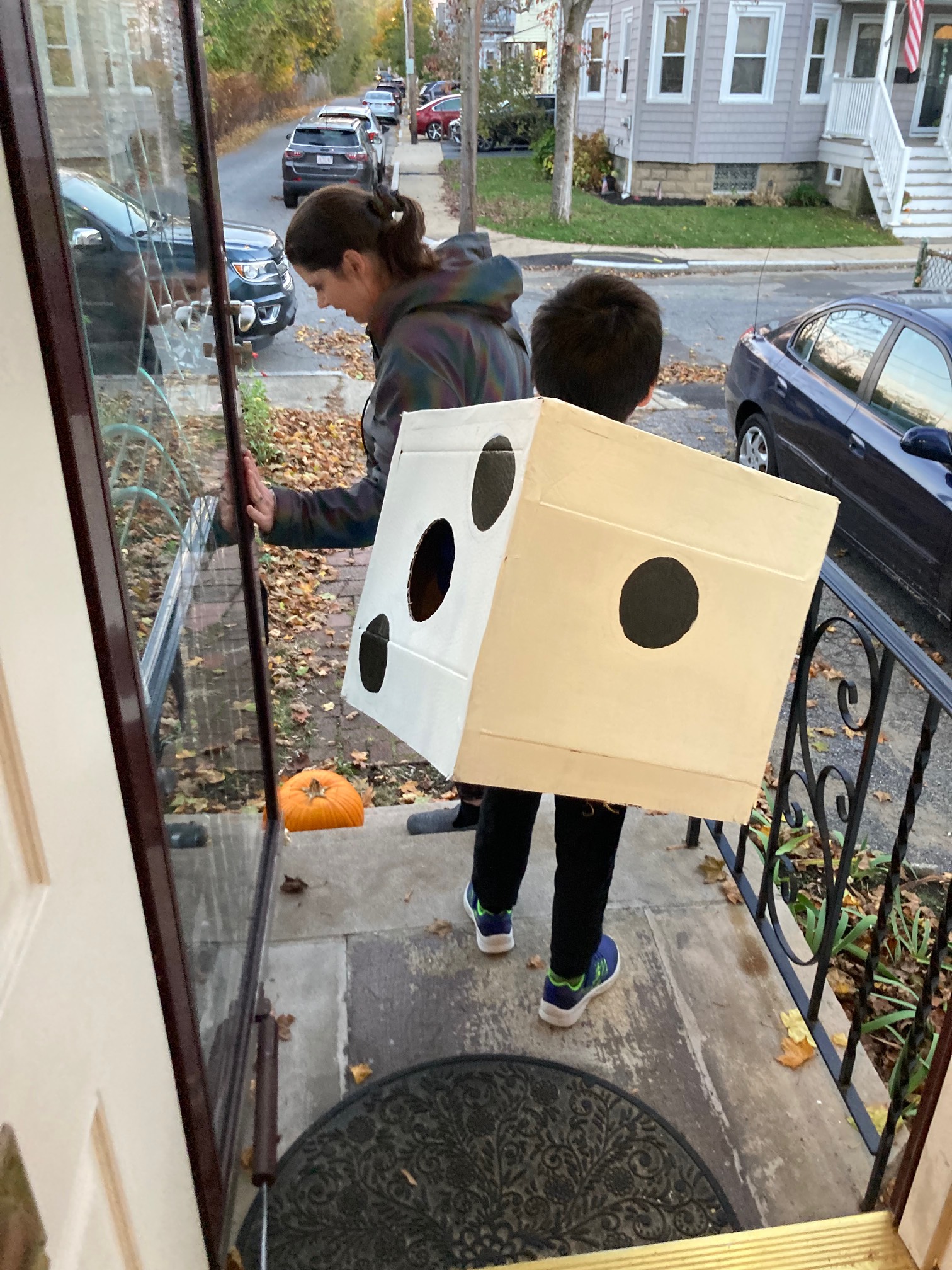 A die rolling out