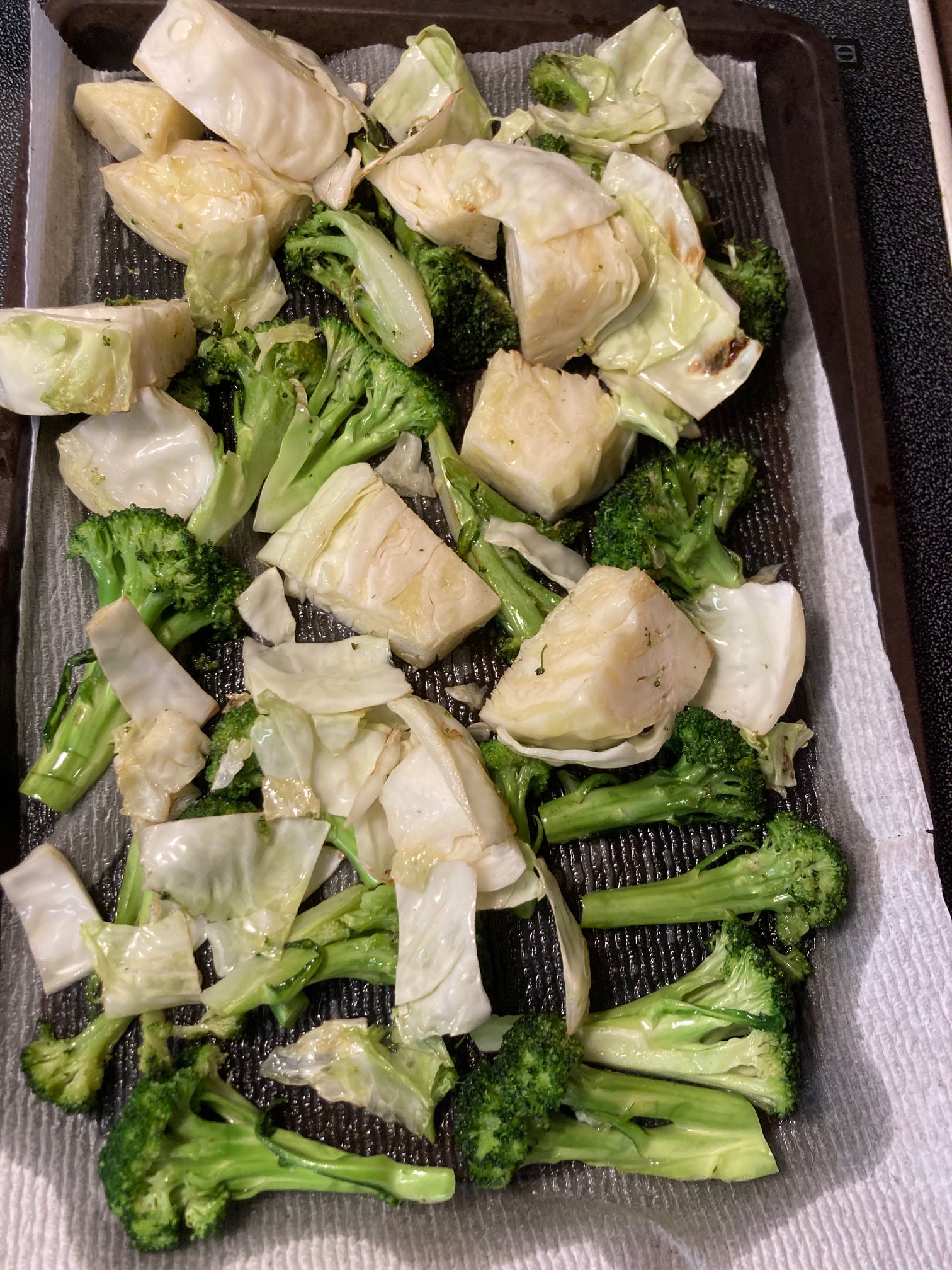 Making a weird fried salad.