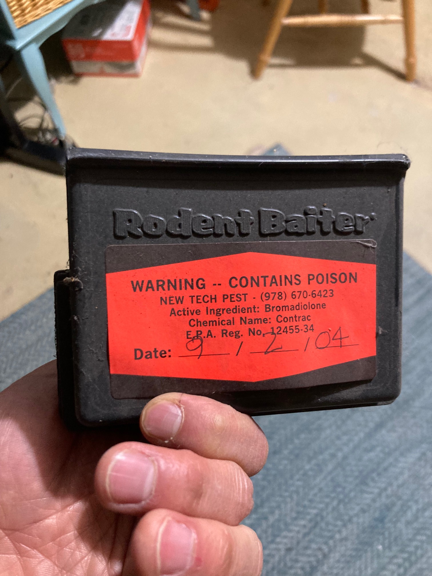 Box of rat poison dated 9/2/04